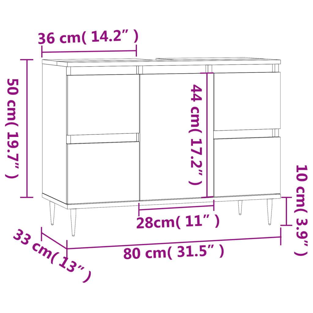 Badkamerkast 80x33x60 cm bewerkt hout zwart is nu te koop bij PeponiXL, paradijselijk wonen!
