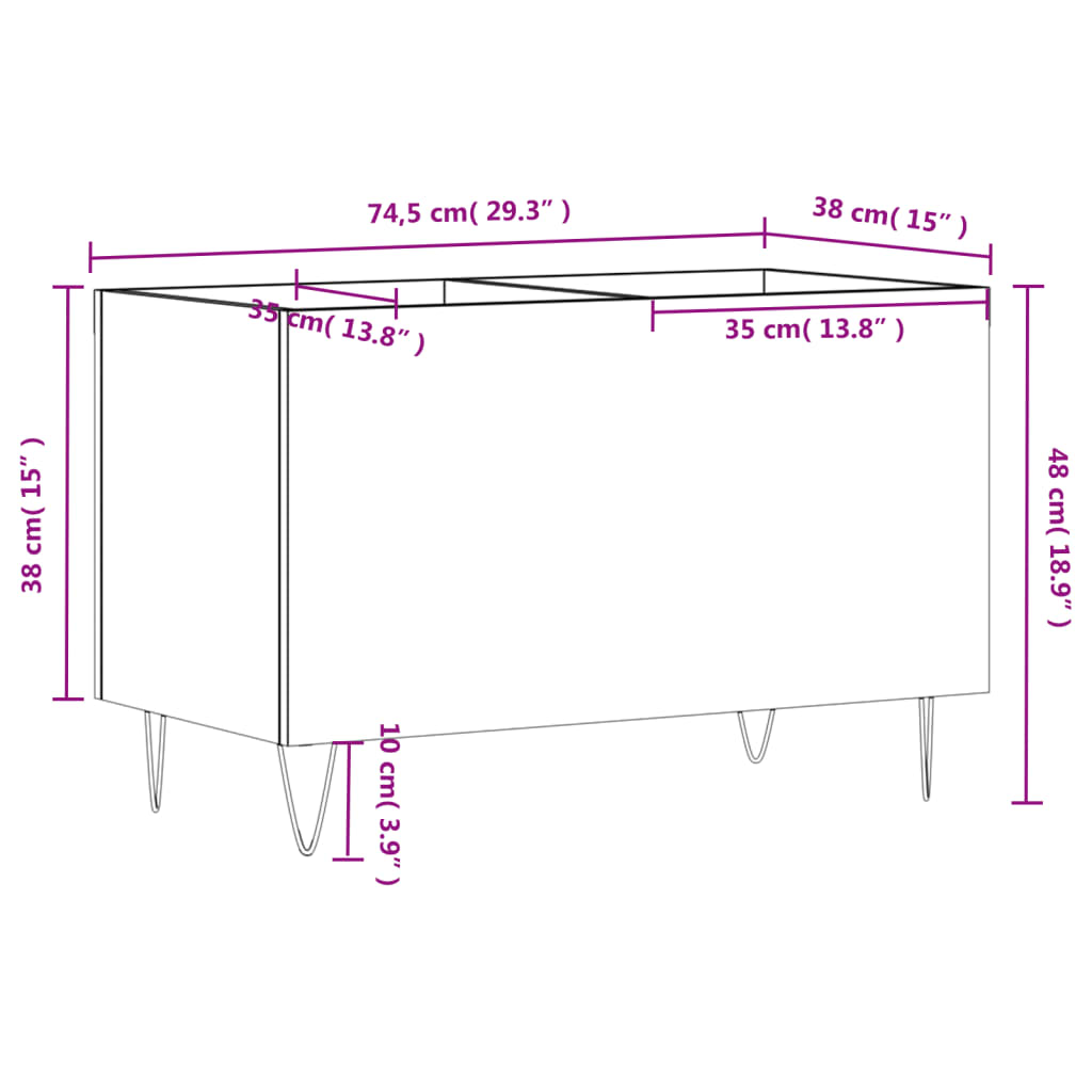 Platenkast 74,5x38x48 cm bewerkt hout wit is nu te koop bij PeponiXL, paradijselijk wonen!