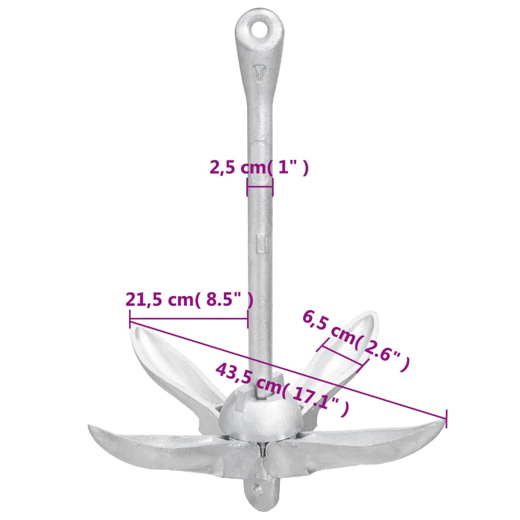 Anker inklapbaar 6 kg thermisch verzinkt gietijzer zilver is nu te koop bij PeponiXL, paradijselijk wonen!