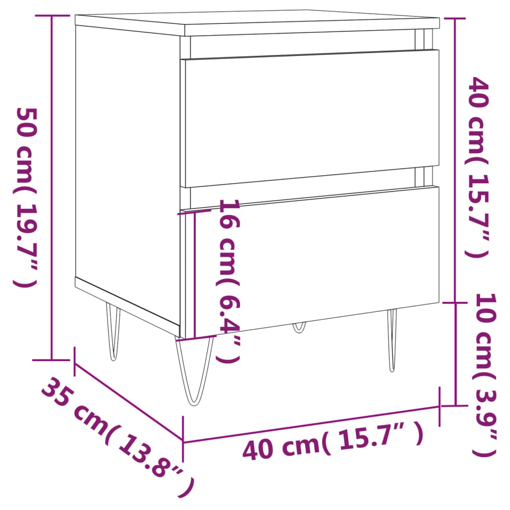 Nachtkastjes 2 st 40x35x50 cm bewerkt hout grijs sonoma eiken is nu te koop bij PeponiXL, paradijselijk wonen!