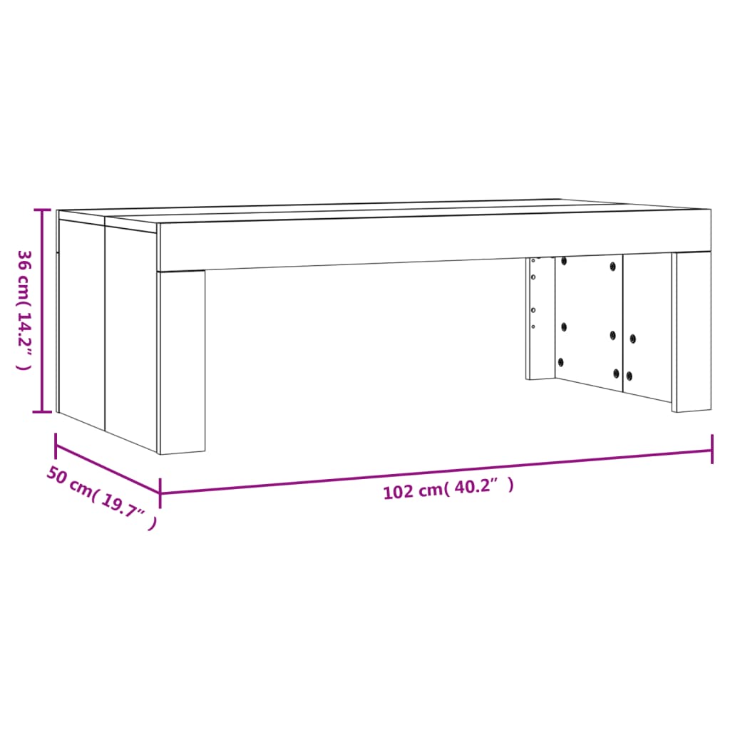 Salontafel 102x50x36 cm bewerkt hout betongrijs is nu te koop bij PeponiXL, paradijselijk wonen!