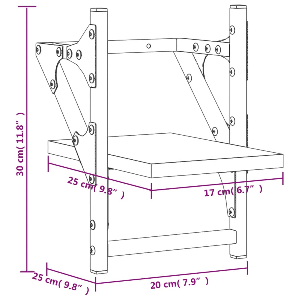 Wandschappen met stangen 2 st 20x25x30 cm grijs sonoma eiken is nu te koop bij PeponiXL, paradijselijk wonen!