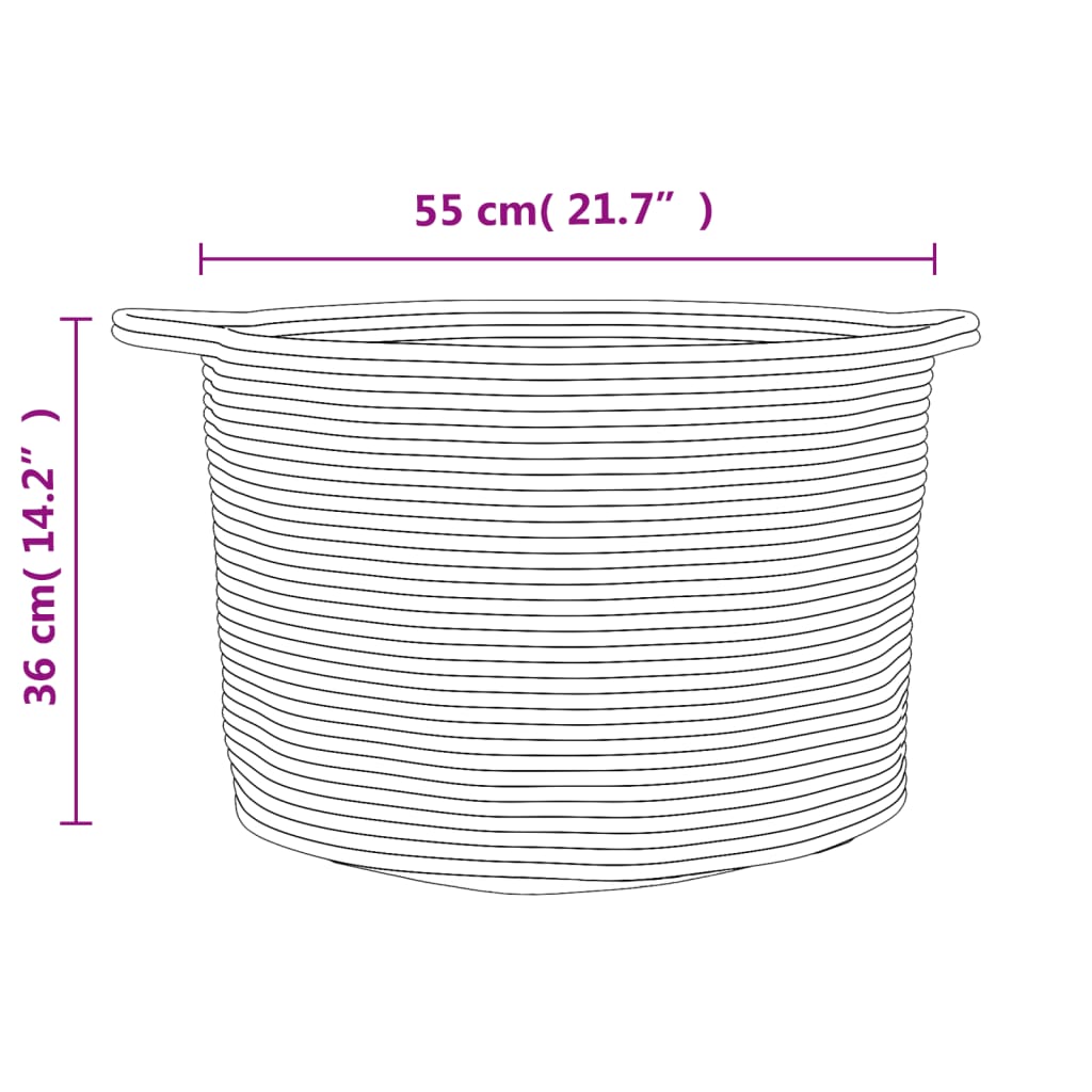 Wasmand Ø 55x36 cm katoen grijs en wit is nu te koop bij PeponiXL, paradijselijk wonen!