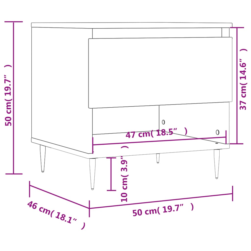 Salontafel 50x46x50 cm bewerkt hout zwart is nu te koop bij PeponiXL, paradijselijk wonen!