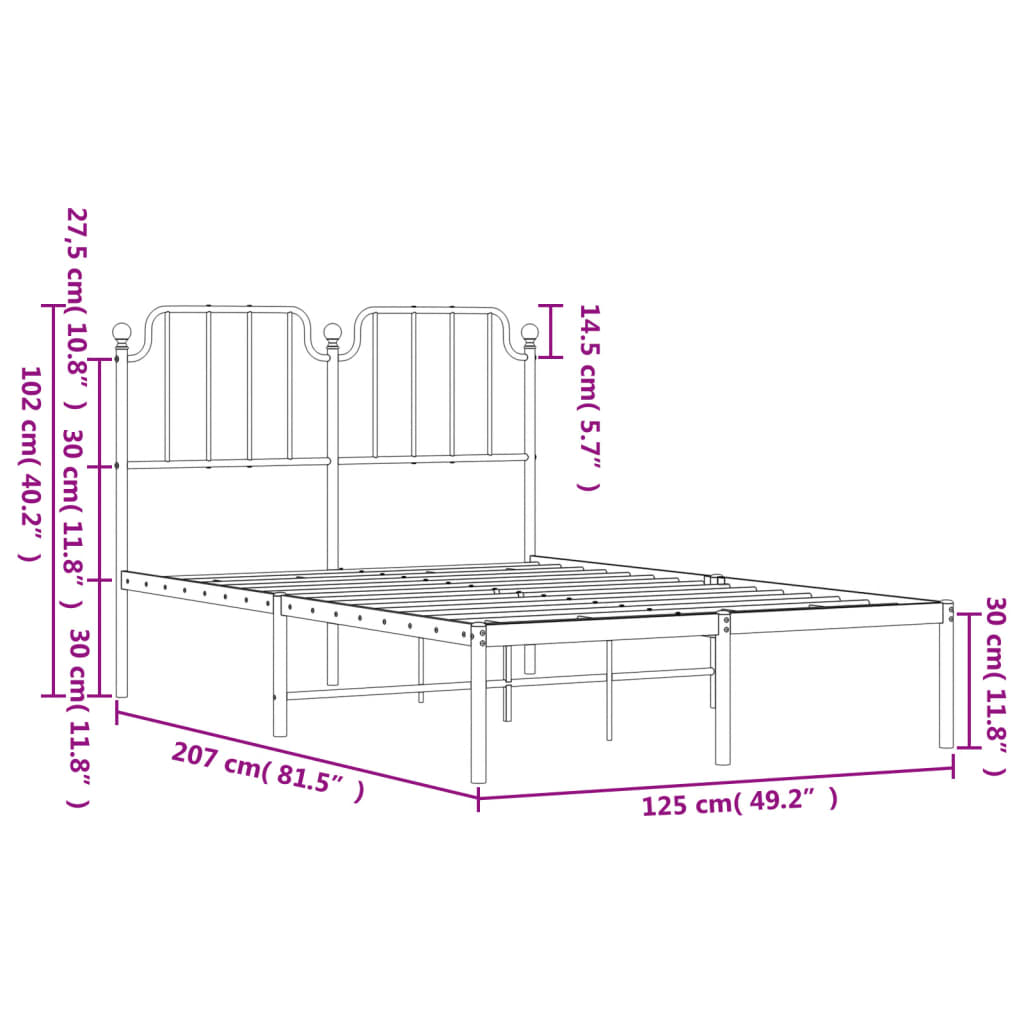 Bedframe met hoofdbord metaal wit 120x200 cm is nu te koop bij PeponiXL, paradijselijk wonen!