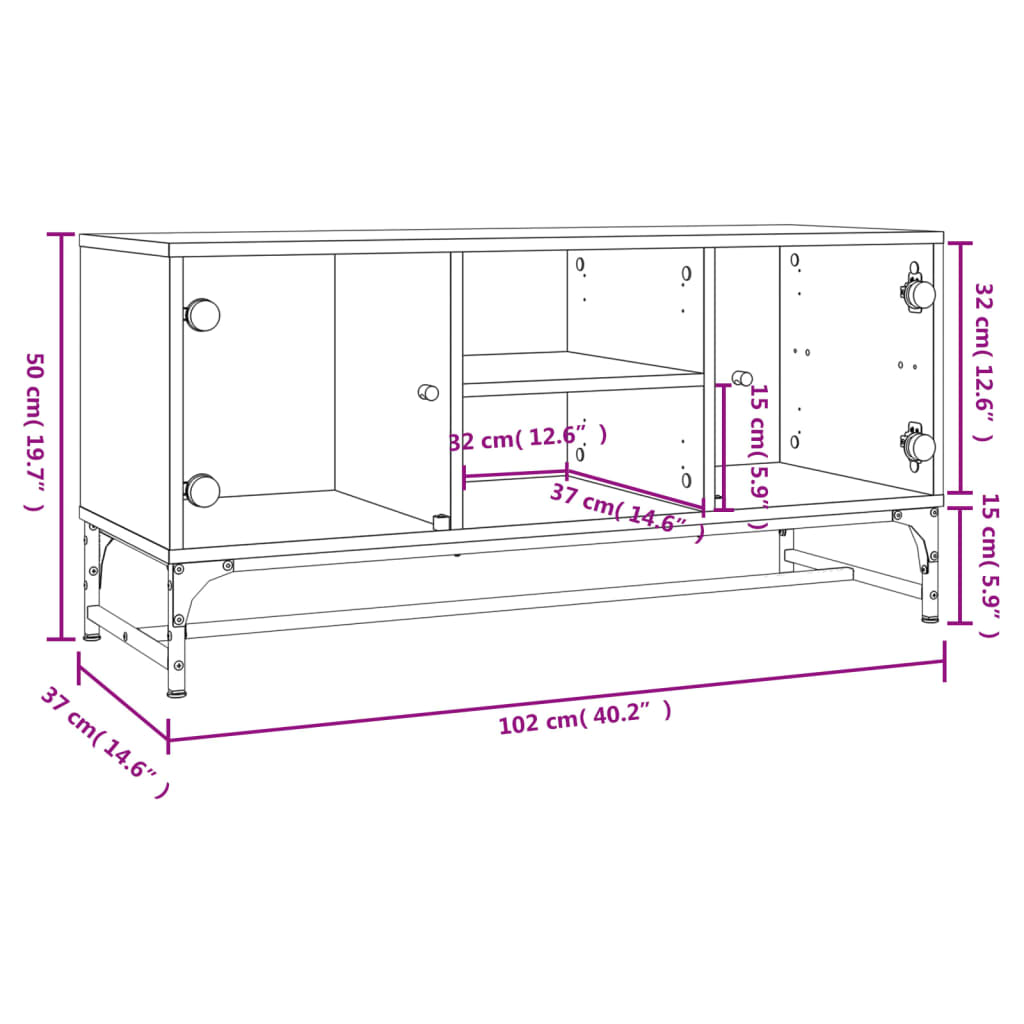 Tv-meubel met glazen deuren 102x37x50 cm wit is nu te koop bij PeponiXL, paradijselijk wonen!