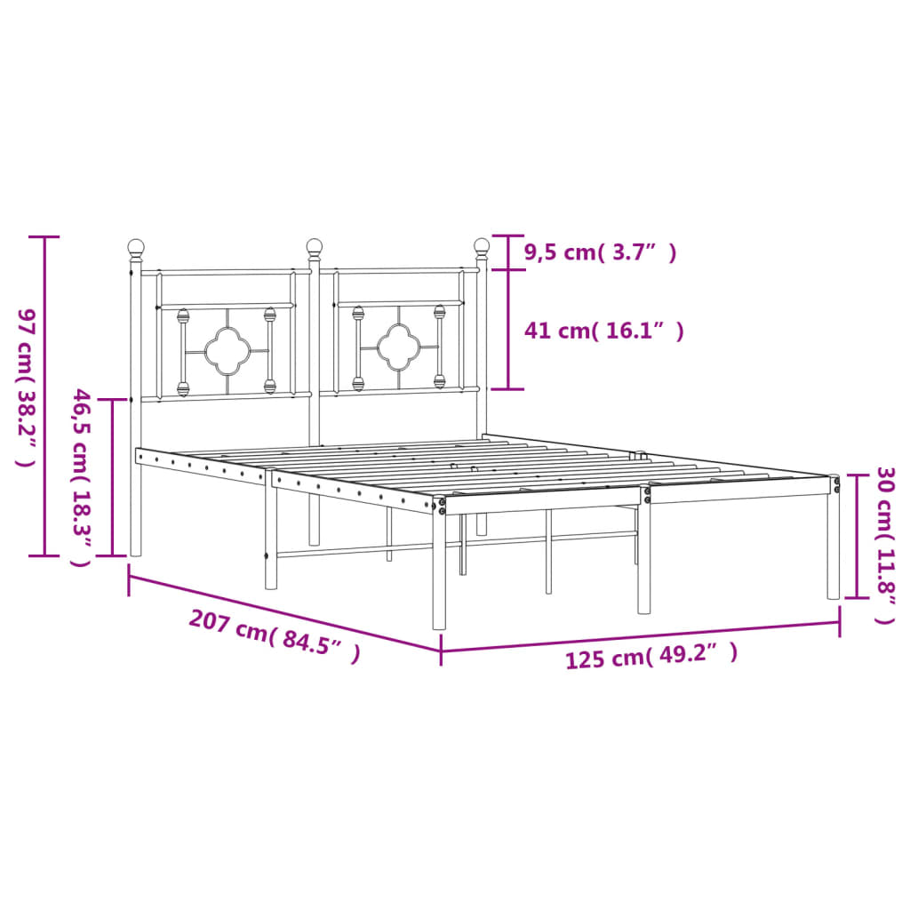 Bedframe met hoofdbord metaal wit 120x200 cm is nu te koop bij PeponiXL, paradijselijk wonen!