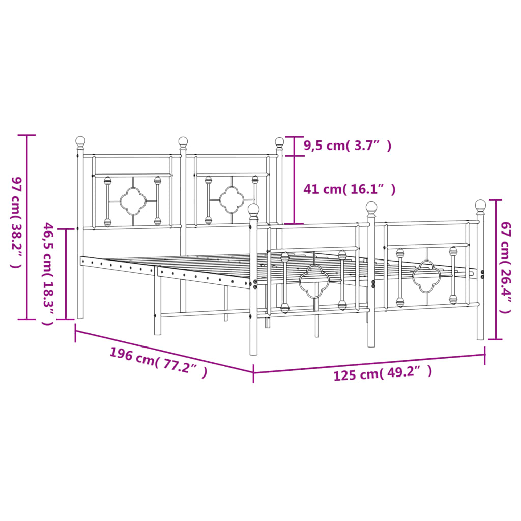 Bedframe met hoofd- en voeteneinde metaal wit 120 x 190 cm is nu te koop bij PeponiXL, paradijselijk wonen!