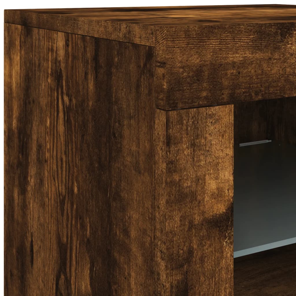 Bijzetkast met LED bewerkt hout gerookt eikenkleurig is nu te koop bij PeponiXL, paradijselijk wonen!