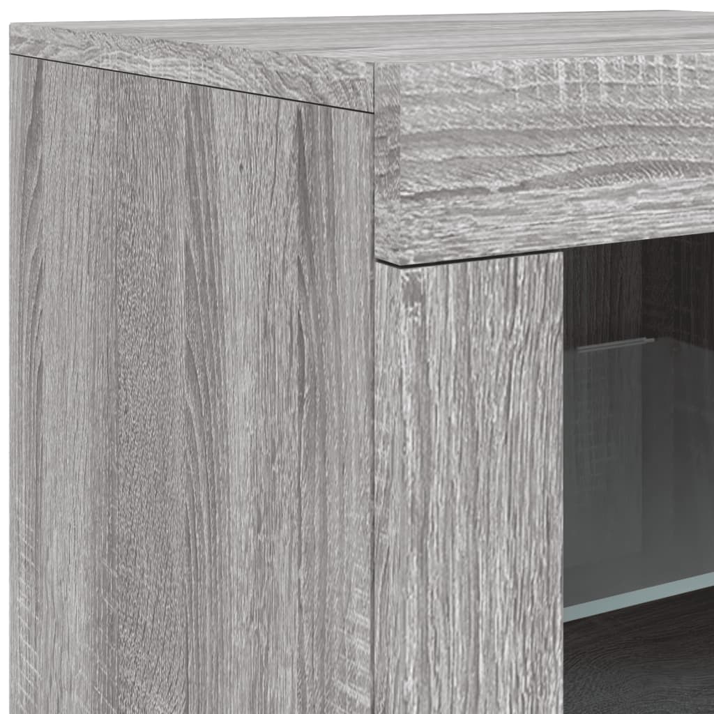 Bijzetkast met LED bewerkt hout grijs sonoma is nu te koop bij PeponiXL, paradijselijk wonen!