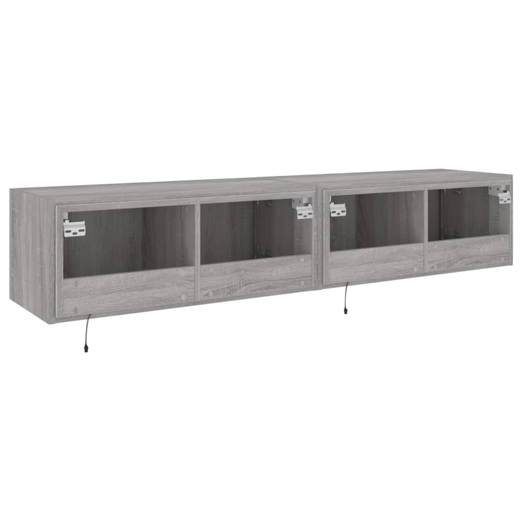 Tv-wandmeubels met LED 2 st 80x35x31 cm grijs sonoma is nu te koop bij PeponiXL, paradijselijk wonen!