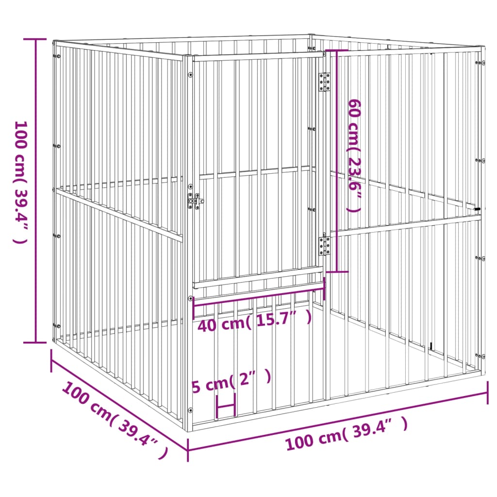 Hondenkennel 4 panelen gepoedercoat staal zwart is nu te koop bij PeponiXL, paradijselijk wonen!