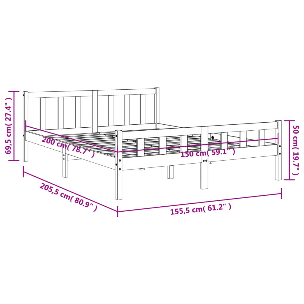 Bedframe zonder matras massief grenenhout wasbruin 150x200 cm is nu te koop bij PeponiXL, paradijselijk wonen!