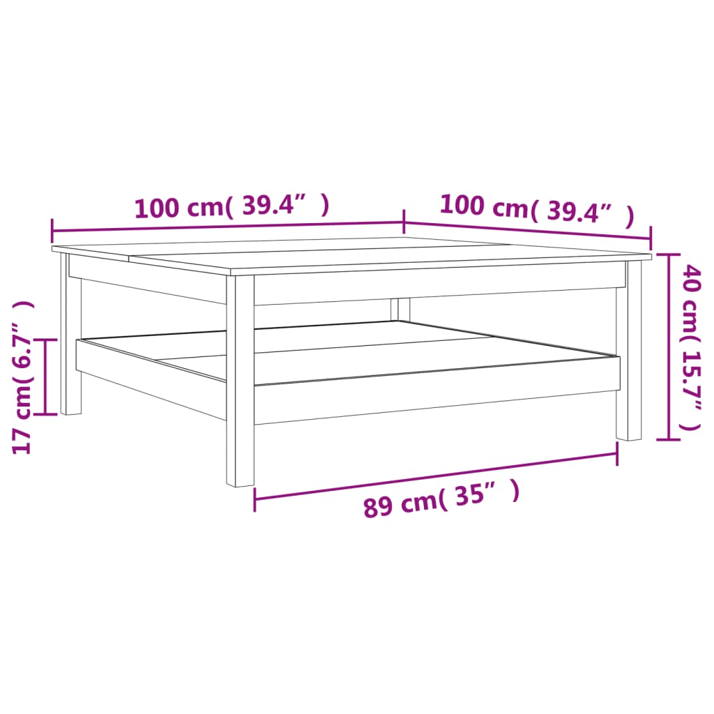Salontafel 100x100x40 cm massief grenenhout wasbruin is nu te koop bij PeponiXL, paradijselijk wonen!