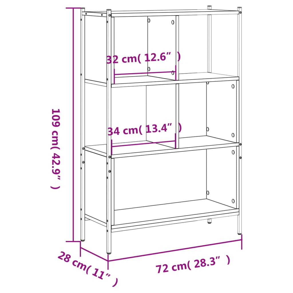 Boekenkast 72x28x109 cm bewerkt hout zwart is nu te koop bij PeponiXL, paradijselijk wonen!
