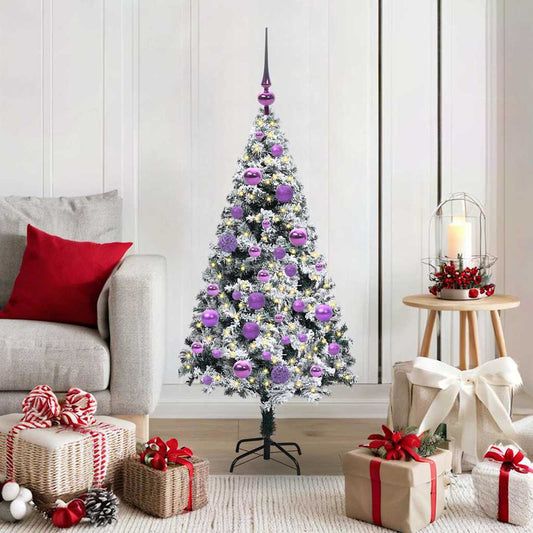 Kunstkerstboom Groen 120 cm PVC en Staal en Kunststof