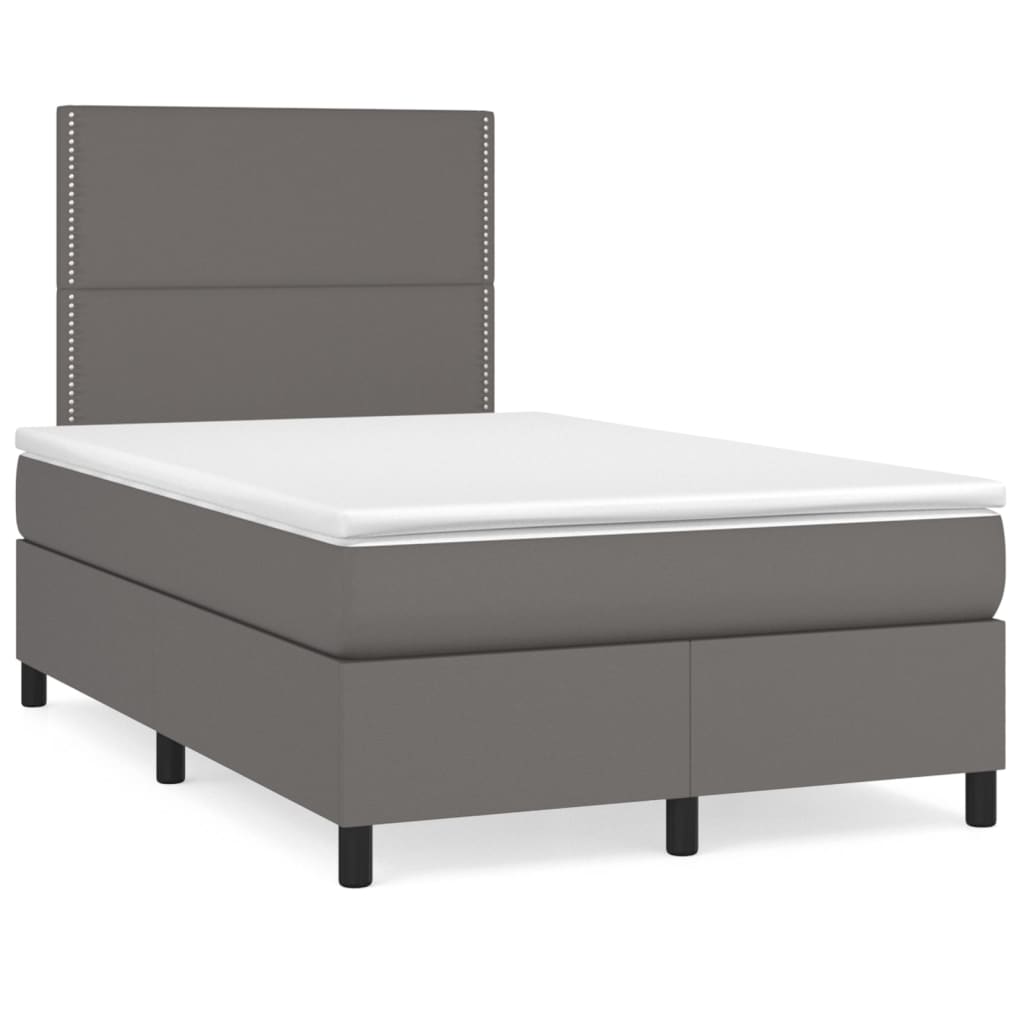 Boxspring met matras en LED kunstleer grijs 120x190 cm