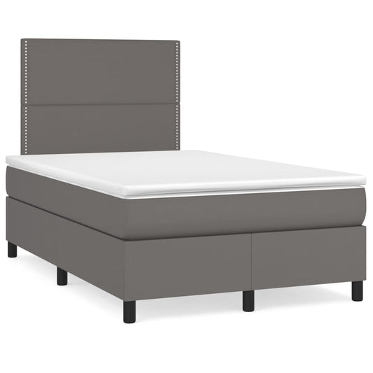 Boxspring met matras en LED kunstleer grijs 120x190 cm
