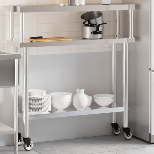 Keukenwerktafel met bovenschap 110x30x120 cm roestvrij staal