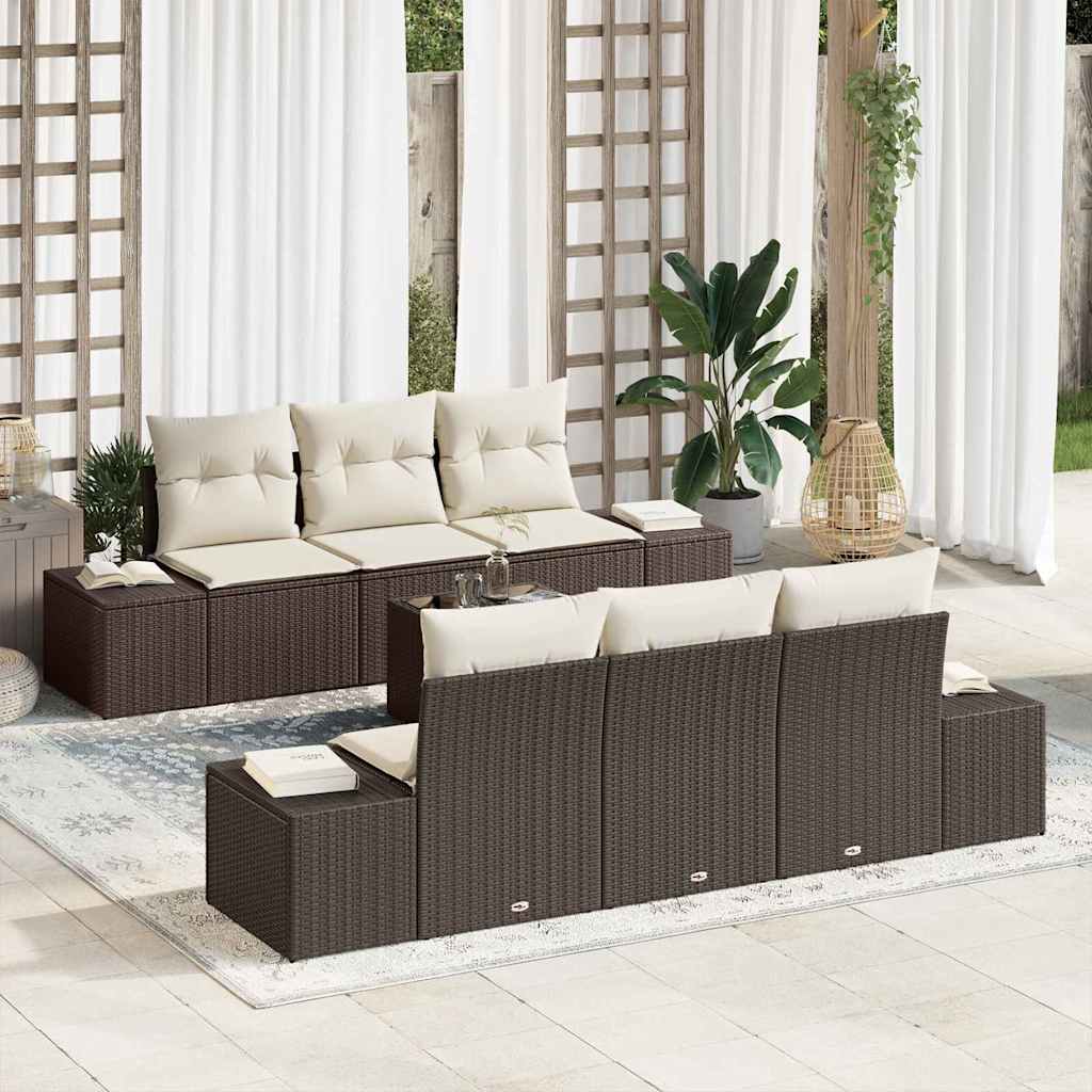 Tuin Sofa Set 7 pcs Bruin Poly riet