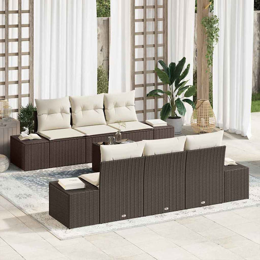 Tuin Sofa Set 7 pcs Bruin Poly riet