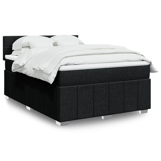 Boxspring met matras stof zwart 140x200 cm