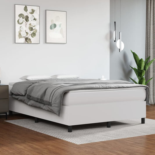Boxspring met matras kunstleer wit 140x200 cm