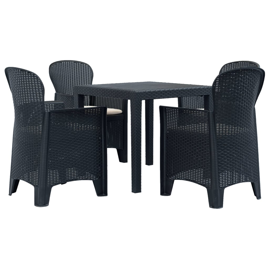 5-delige Tuinset rattan-look kunststof antraciet
