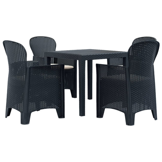 5-delige Tuinset rattan-look kunststof antraciet