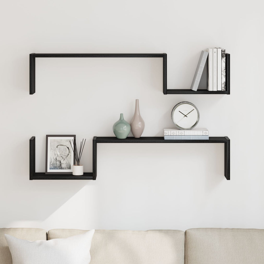 Wandplank 2 stuks Zwart Eiken 100x15x70 cm Bewerkt Hout