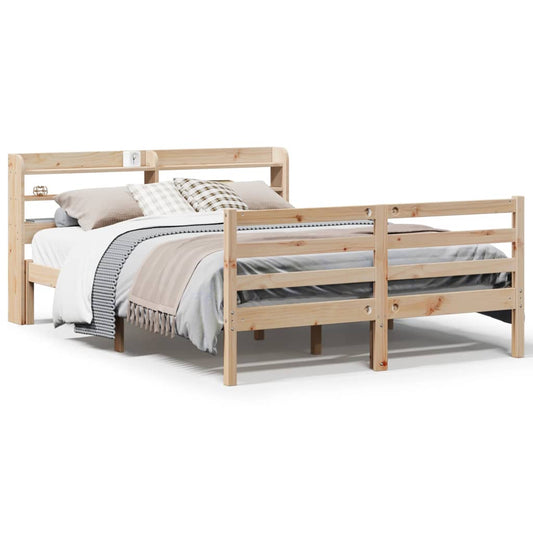 Bedframe met hoofdbord massief grenenhout 140x190 cm