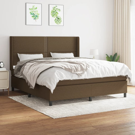 Boxspring met matras stof donkerbruin 160x200 cm