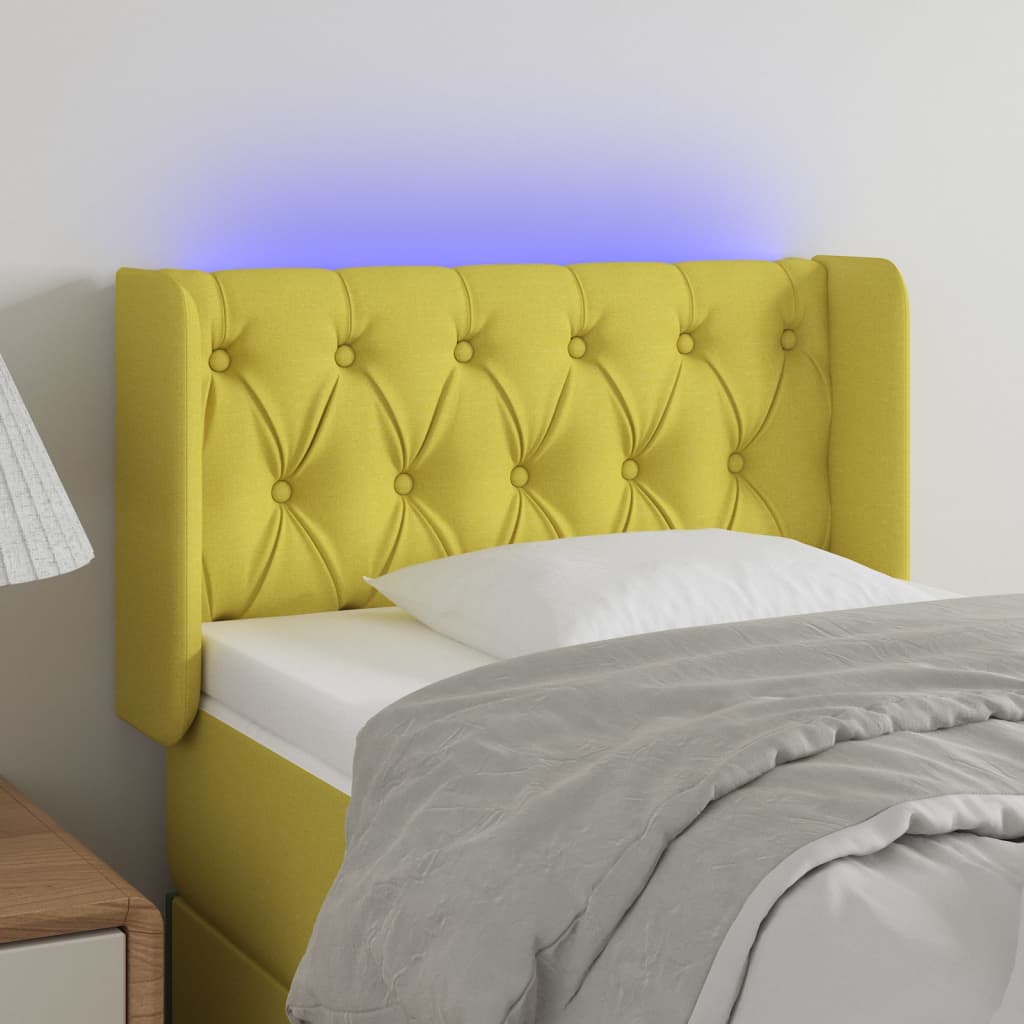 Hoofdbord LED 83x16x78/88 cm stof groen