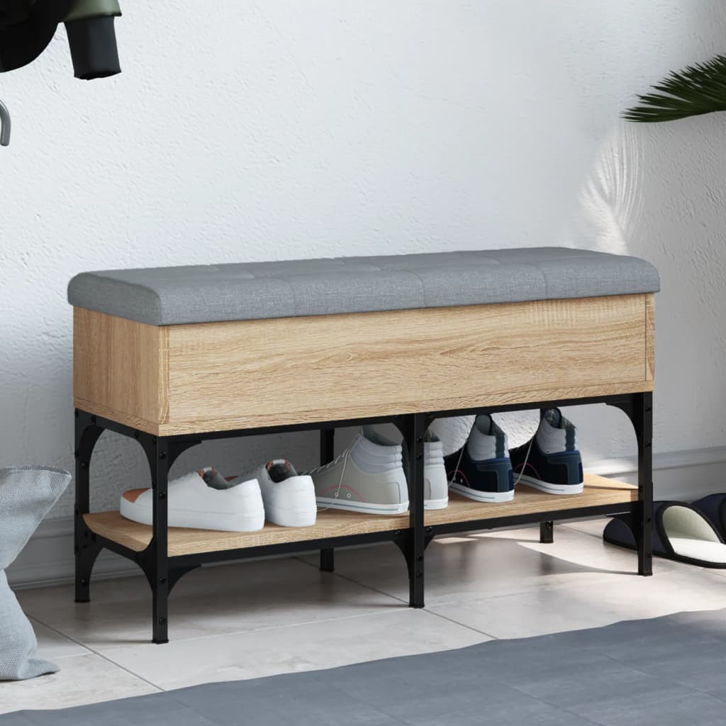 Schoenenbank 82x32x45 cm bewerkt hout sonoma eikenkleurig