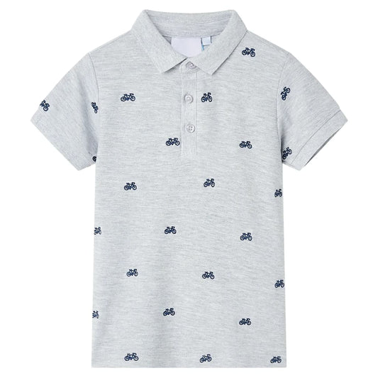 Kinderpoloshirt 140 gemleerd grijs