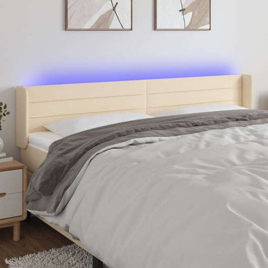 Hoofdbord LED 183x16x78/88 cm stof crmekleurig