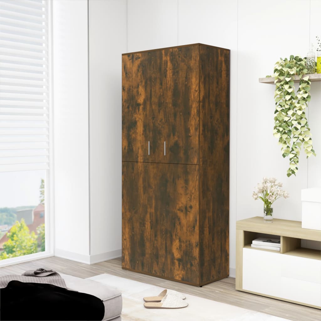 Schoenenkast 80x39x178 cm bewerkt hout gerookt eikenkleurig