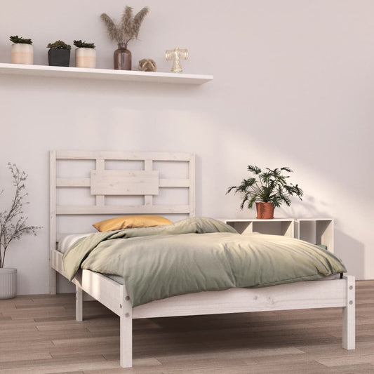 Bedframe massief hout wit 90x200 cm