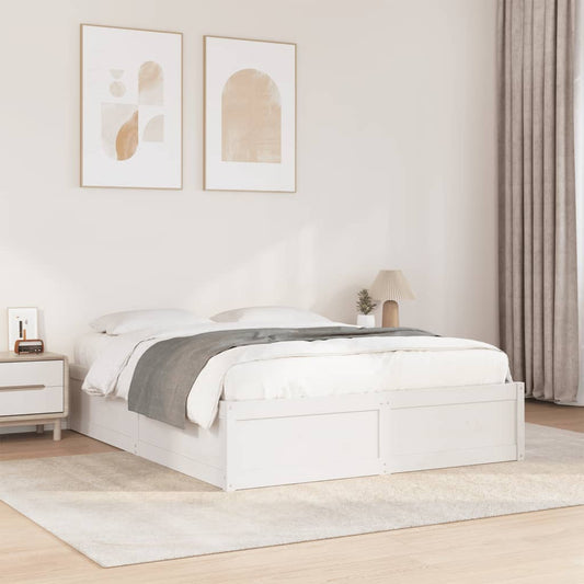 Bedframe zonder matras massief grenenhout wit 160x200 cm