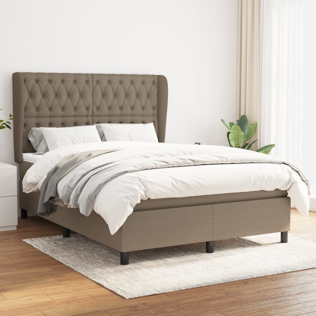 Boxspring met matras stof taupe 140x190 cm