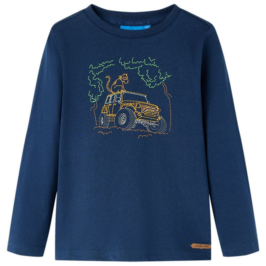 Kindershirt met lange mouwen 140 marineblauw