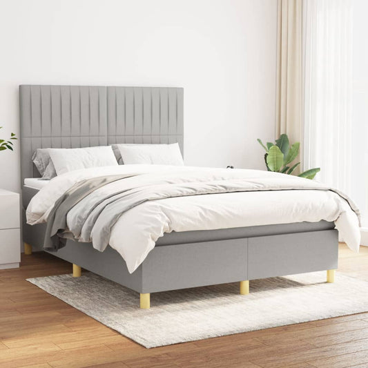 Boxspring met matras stof lichtgrijs 140x190 cm