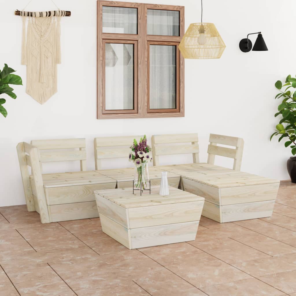 5-delige Loungeset pallet gempregneerd vurenhout