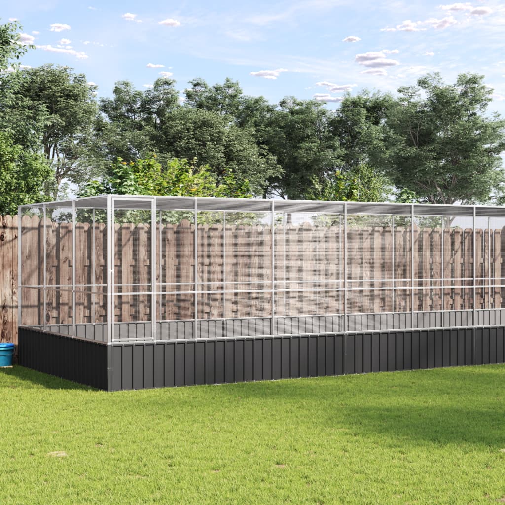 Volire met verlengstuk 932x307x212 m staal zilverkleurig