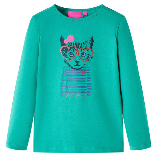 Kindershirt met lange mouwen 140 felgroen