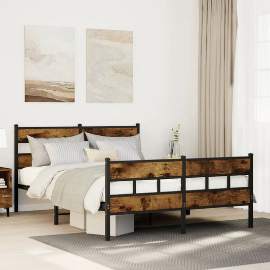 Bedframe zonder matras metaal gerookt eikenkleurig 140x190 cm