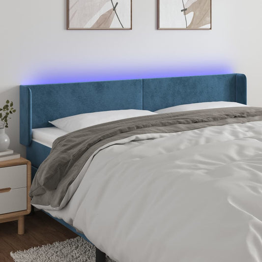 Hoofdbord LED 163x16x78/88 cm fluweel donkerblauw