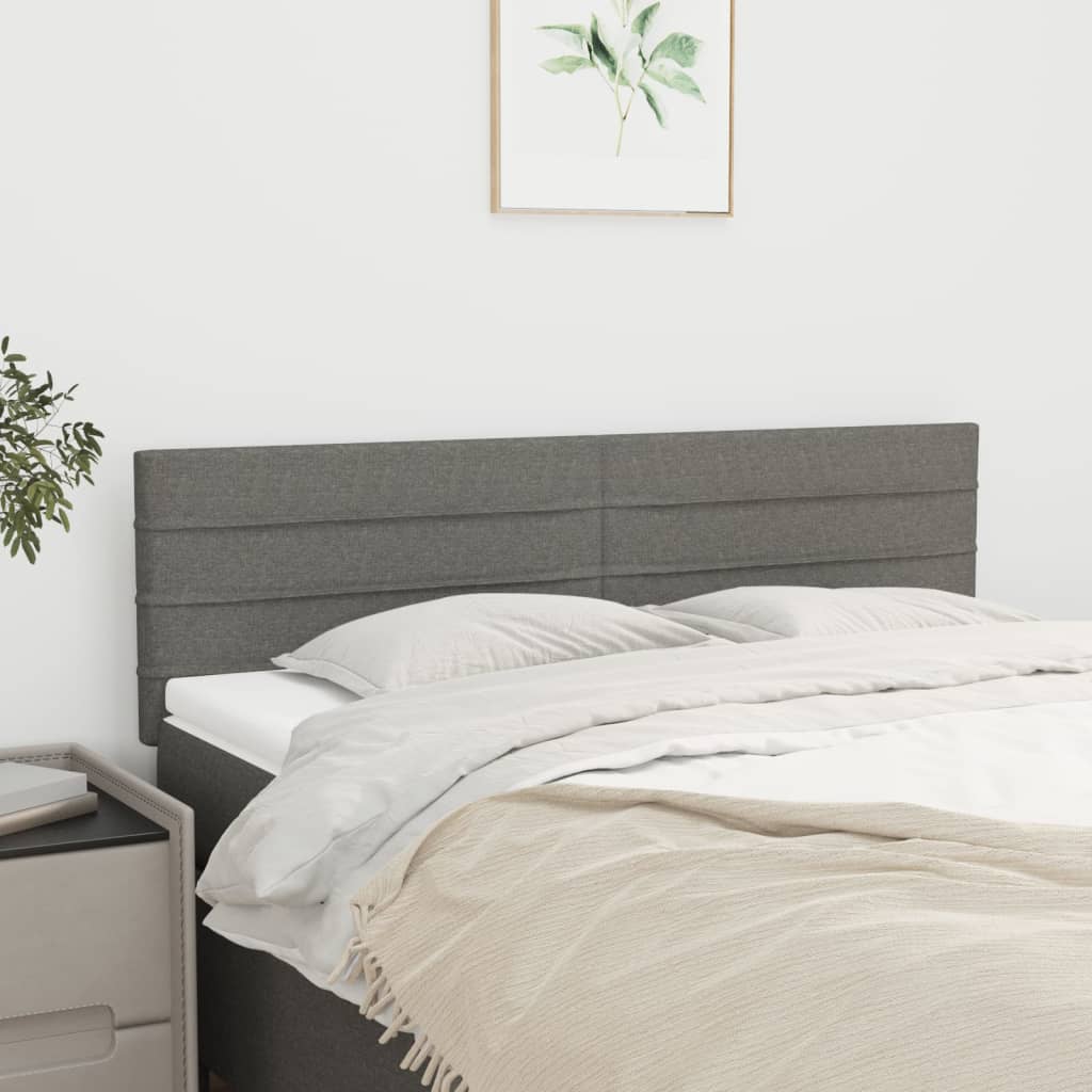 Hoofdborden 2 st 72x5x78/88 cm stof donkergrijs