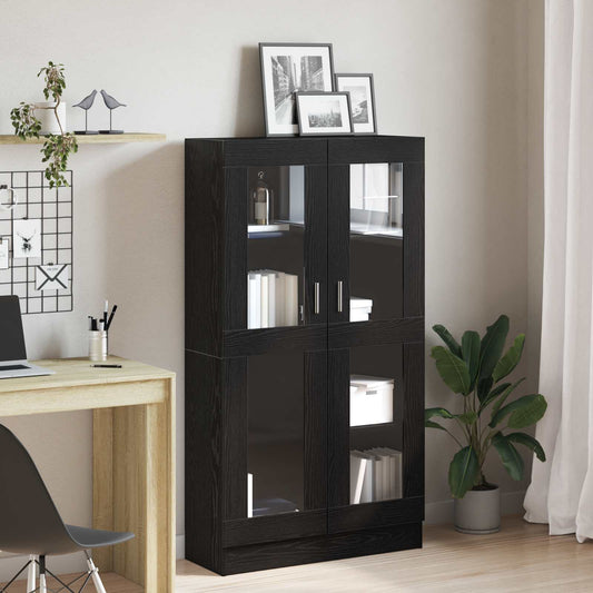 Boekenkast Zwart Eiken 82,5 x 30,5 x 150 cm Bewerkt hout is nu te koop bij PeponiXL, paradijselijk wonen!