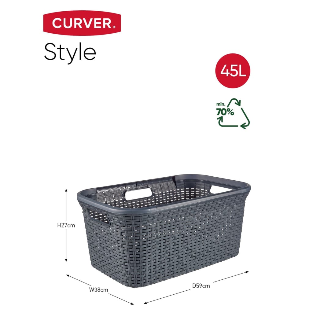 Curver Wasmand Style 45 L antracietkleurig is nu te koop bij PeponiXL, paradijselijk wonen!